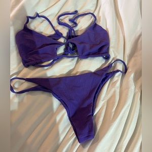 skimpy Frankie’s bikini purple ribbed material selling together